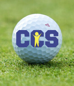 Golf ball on green with CCS logo